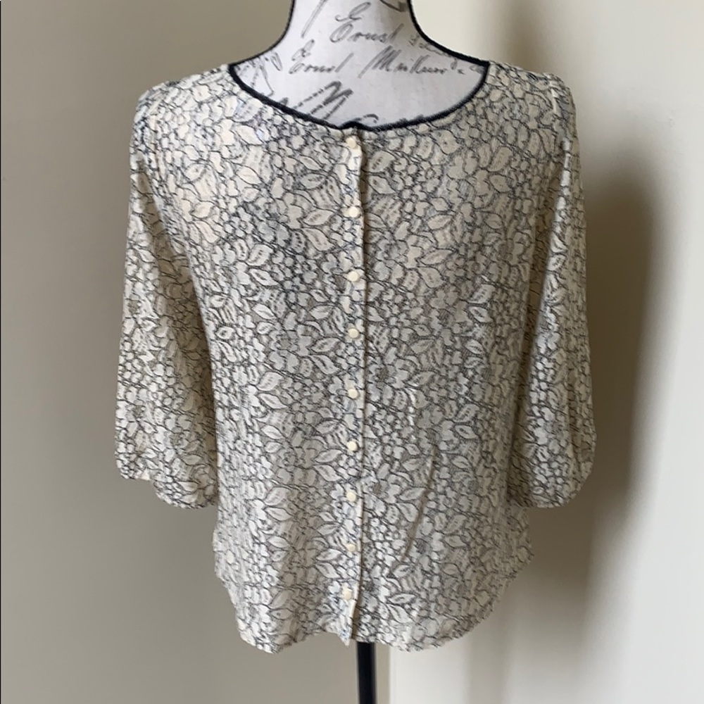 LOFT Petite Lacy Blouse - Picture 3 of 7